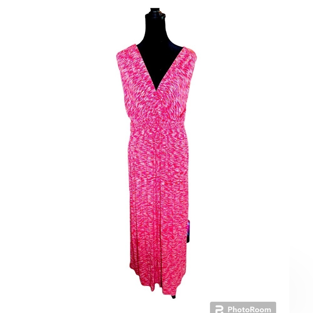 Spence jersey knit stretch V-neck Maxi Dress braided waist line size XL